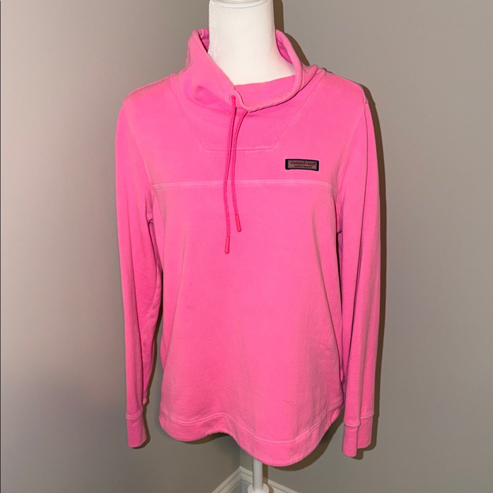 Vineyard Vines Neon Pink Women's Funnel Neck Sweatshirt Shep Shirt Medium